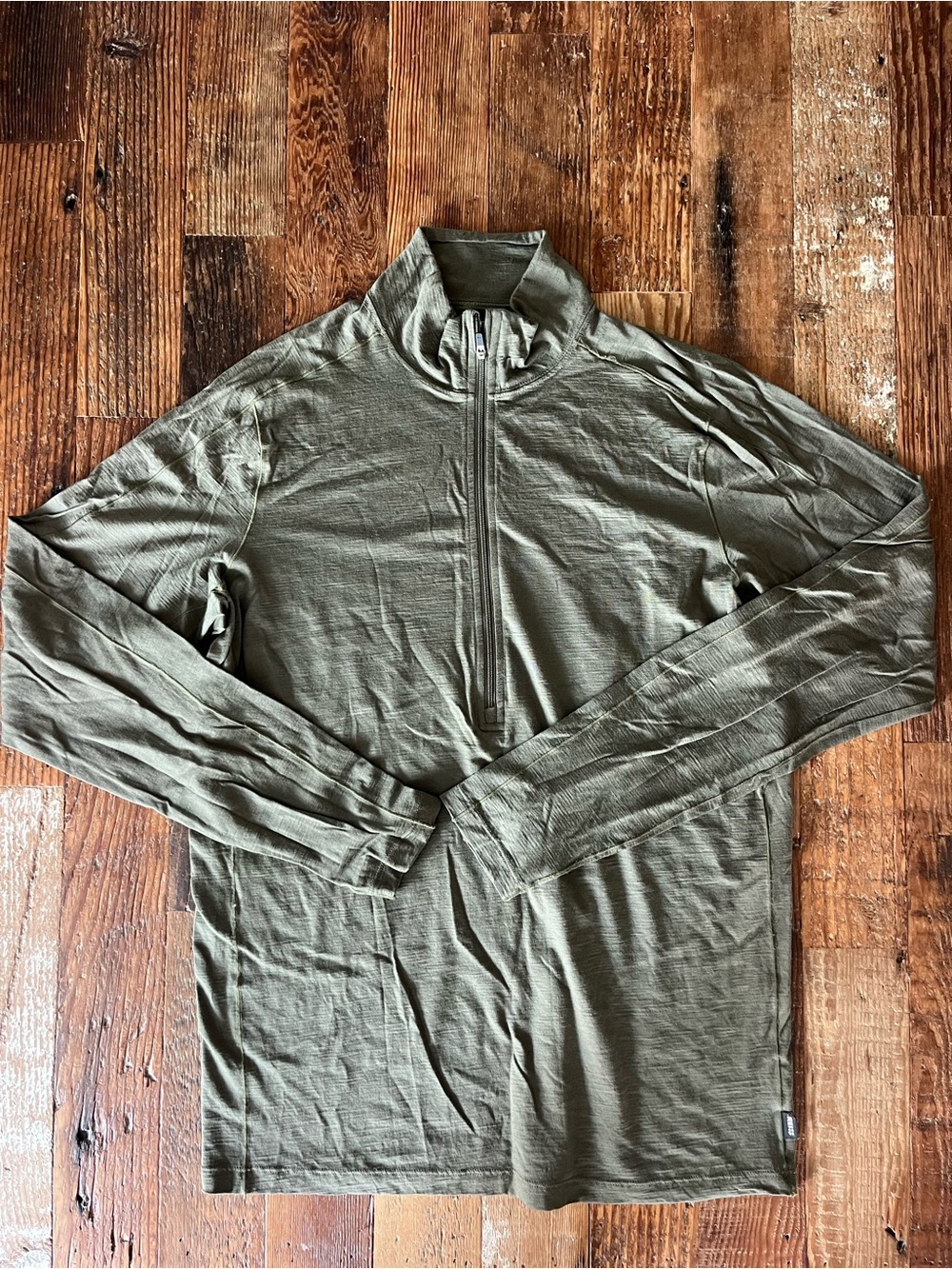 Men’s REI Merino Wool Olive Green Half-Zip Long Sleeve Pullover